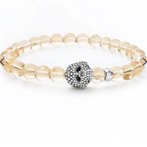 LAGOS Jewelry - NWT Lagos Sterling Silver Anthem Citrine Skull Bead Stretch Bracelet Size 8